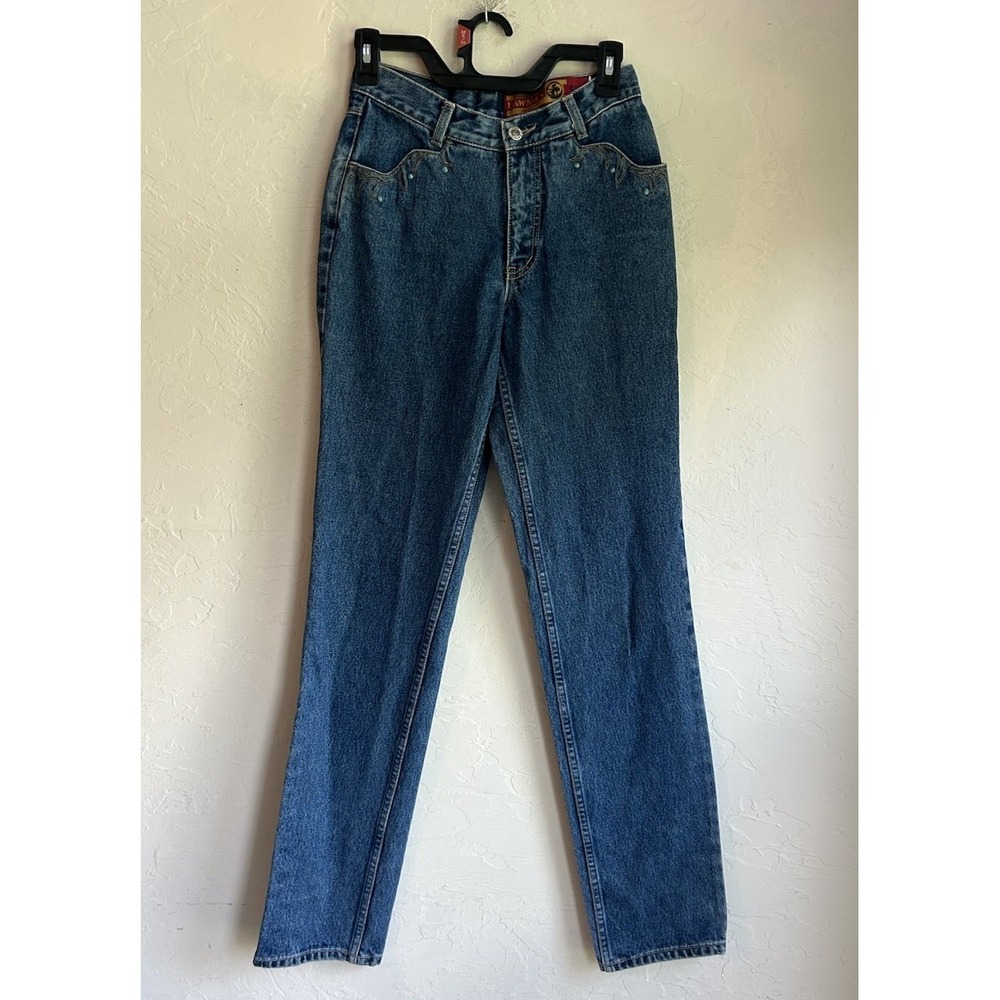 Vintage 80s 90s Lawman Jeans Bareback 25x34 3 Western Embroidered Slim Studded‎